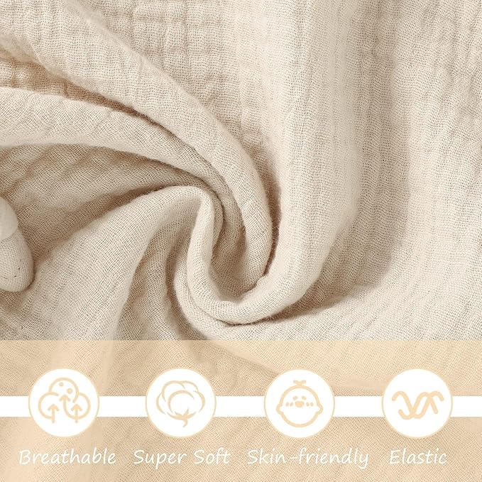 Organic Cotton Muslin Loveys for Babies,Security Blankets for Baby Lovey,Newborn Baby Gifts for Boys and Girls (Elephant-Khaki)