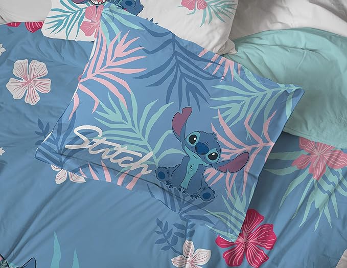 Jay Franco Disney Lilo & Stitch Paradise Dream 5 Piece Twin Bed Set - Includes Reversible Comforter & Sheet Set Bedding - Super Soft Fade Resistant Microfiber (Official Disney Product)