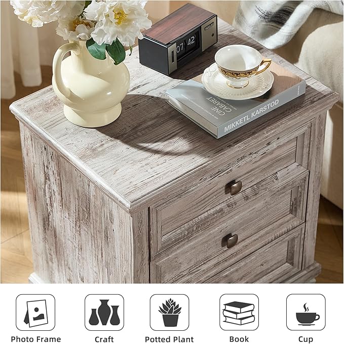Farmhouse Bedroom Dresser and Nightstand Set of 4, 6 Drawer Tall & 5 Drawers Dresser & 3 Drawer Nightstand Set with Wooden Legs, Rustic Wood Furniture for Bedroom, Hallway, Grey