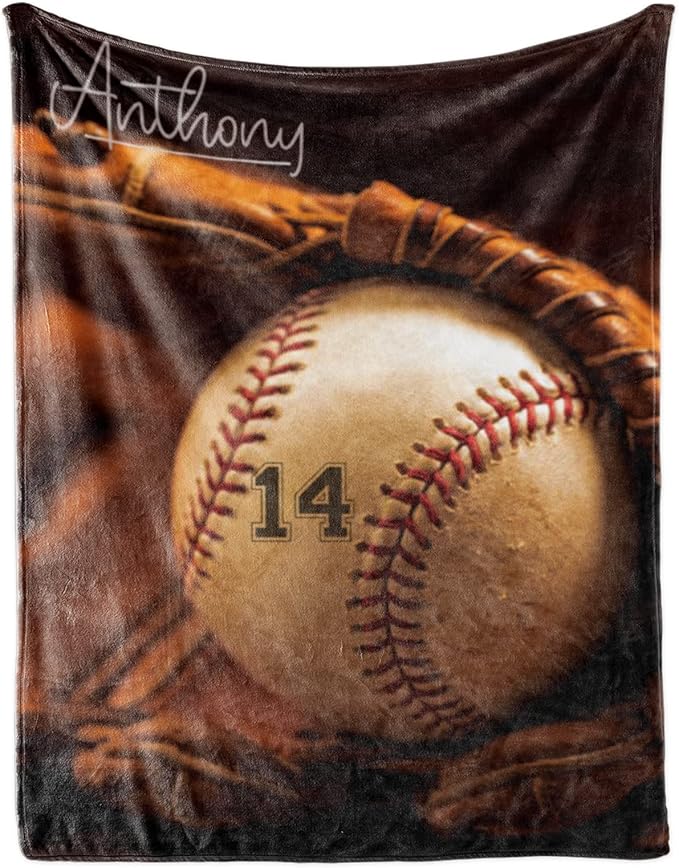 Custom Baby Soft Blanket: Personalized Bedding for Kids Softball Ball Throw Blankets - Perfect Newborn Gift Infant Swaddling Blanket with Name 40x50inch