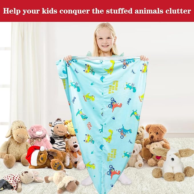 Jorbest Stuffed Animal Storage, Dinosaur Bean Bag Chair, Stuffed Animal Storage Bean Bag Chair for Kids and Adults - Cover ONLY (Dinosaur 200 L/52 Gal)