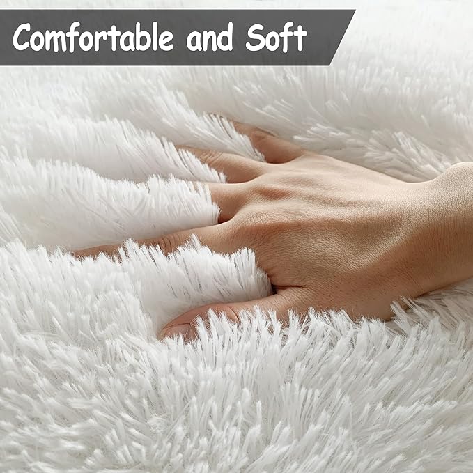 Soft White Fluffy Rugs for Living Room 5x8 Area Rug Shaggy White Carpet for Bedroom Cute Plush Fuzzy Rug for Kids Room Girls Bedroom Nursery Playroom Dorm Home Decor