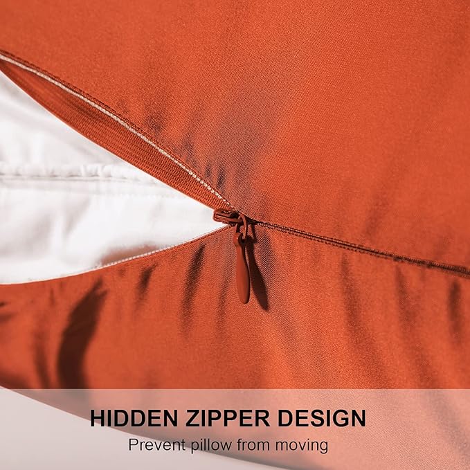 Mulberry Silk Pillowcase for Hair and Skin,Standard Size Cooling Silk Pillow Case with Hidden Zipper,Allergen Proof Dual Sides Soft Breathable Smooth Silk Pillow Cover for Women(Standard,Orange)