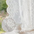 Anmao Vintage Lace Curtains 90 Inches Long 2 Panels, Romantic Elegant Light Filtering Semi Sheer Floral Thick Lacy Curtain Drapes for Living Room and Bedroom, Each Panel 55W x 90L, White Rose