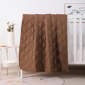 FLXXIE Machine Washable Microfiber Down Alternative Oversized Toddler Comforter, Super Soft and Lightweight Kids Crib Quilted Blanket for Stroller, Travel, 43x60 Inches, Coffee