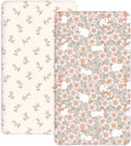 Crib Sheets for Boys and Girls, 2 Pack Fitted Baby Sheets for Standard Toddler Mattress 28" x 52", Soft Breathable Jersey Knit Baby Bedding (Bunny Garden)
