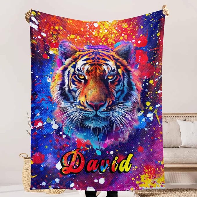 Ship Next Day, Personalized Baby Blanket for Boys Girls on Christmas Birthday, Unique Animals Blankets- Printed in USA, Custom Toddlers Blanket with Name for Baby Shower Kids Teens Toddlers Newborn
