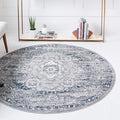 Rugs.com Charleston Collection Rug – 5 Ft Round Gray Low-Pile Rug Perfect for Kitchens, Dining Rooms