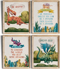 DREAM BIG PRINTABLES - Dragon Art Prints (Set of 4) - Unframed - 8x10s | Wall Art for Home, Office, Kids Room, Living Room, Bedroom, Classroom Decor