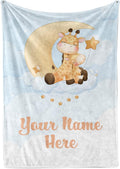 Custom Baby Blankets with Name | Personalized Giraffe Newborn Blanket for Baby Girl and Baby Boy | Unisex Warm Soft Sherpa Swaddle Blanket Minky | (Giraffe, Sherpa 50"x60")