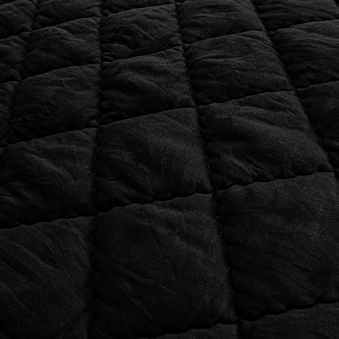 FLXXIE Machine Washable Microfiber Down Alternative Oversized Toddler Comforter, Super Soft and Lightweight Kids Crib Quilted Blanket for Stroller, Travel, 43x60 Inches, Black