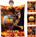 Ship Next Day, Personalized Balls Blanket with Name for Boys Girls, Sports Fan Throw Blanket - Basketball, Baseball, Football, Soccer, Custom Gift for Birthday Christmas, Cool for Baby, Kids,Teens