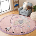 SAFAVIEH Carousel Kids Collection Area Rug - 3' Round, Blush Pink, Geometric Design, Ideal for High Traffic Areas in Living Room, Bedroom, Dining (CRK120U)