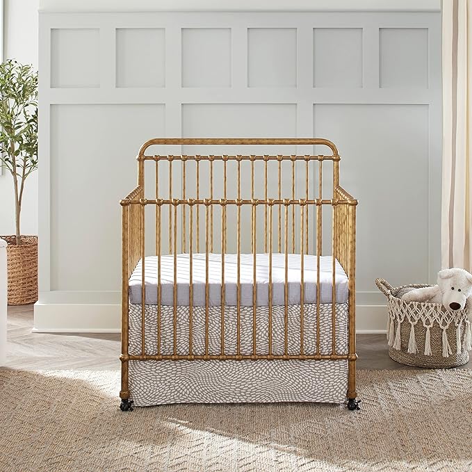 NAMESAKE Winston 4-in-1 Convertible Mini Crib w/Removable Wheels - Converts to Toddler Bed, Daybed & Twin-Size Bed - GREENGUARD Gold Certified - 4 Adjustable Heights - Durable Metal, Easy to Assemble