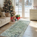 Green Washable Bathroom Hallway Runner Rug with Rubber Backing Non Slip Vintage Boho Floral Long Runners Rugs for Entryway Indoor Laundry Room Bath Floor Kitchen,2x6,24x72 Inch,Dark Emerald