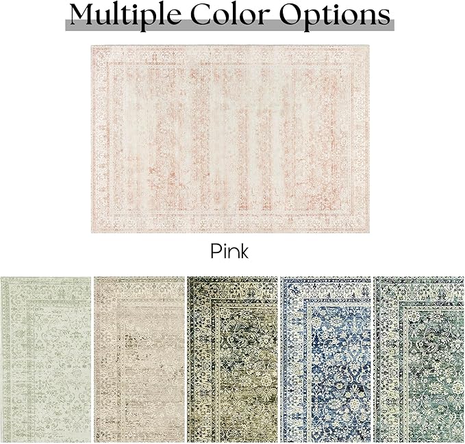 Pink Boho Font Door Mat for Indoor Entrance Washable Non Slip Cute Vintage Floral Aesthetic 3x5 Area Rugs for Entryway Entry
