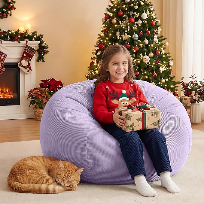 Nobildonna Bean Bag Chair Cover (No Filler) for Kids and Adults,Beanbag Stuffed Animal Storage Without Filling Plush Toys Holder and Organizer Soft Premium Corduroy 200L