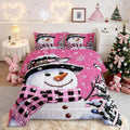 Feelyou Kids Christmas Theme Decorations Bedding Set Xmas Snowman Comforter Set for Boys Girls Snowflake Kawaii Cute Hot Red Bedroom Collection Queen Size
