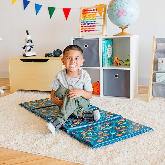 Wildkin Kids Vinyl Nap Mat – Foldable, Durable Rest Mat for Daycare & Preschool