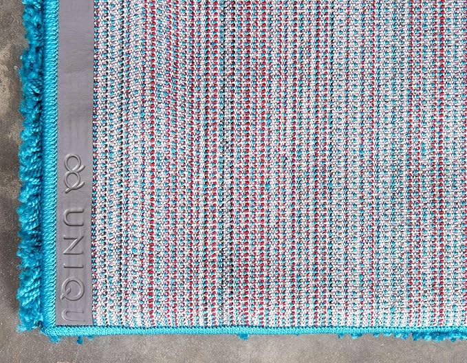 Unique Loom Solid Shag Collection Area Rug (7' 1" x 10' Rectangle, Turquoise)