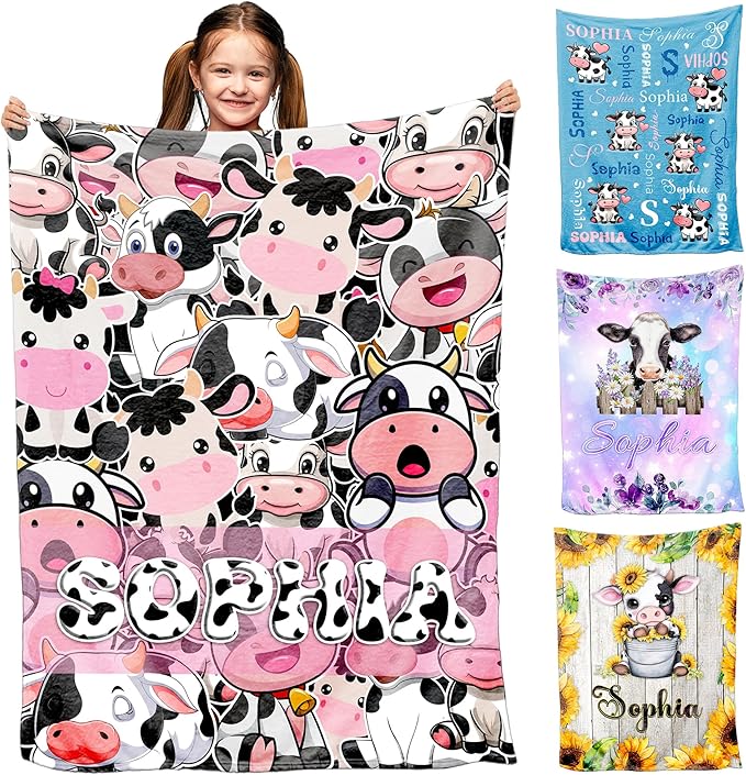 Personalized Name Blanket for Girls Boys, Ship Next Day, Cute Capybara Blankets for Baby Kids Teens, Custom Blanket with Name for Birthday, Capybara Throws for Couch Sofa Bedroom Camping Travel