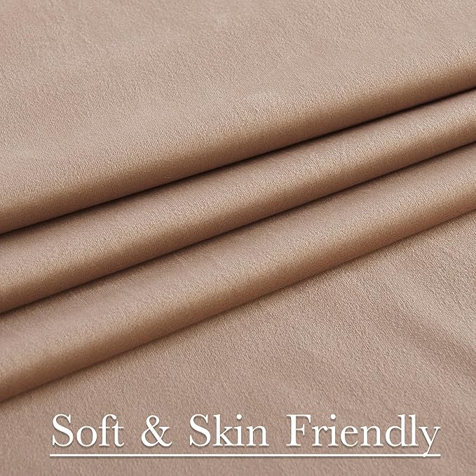 StangH Blush Beige Living Room Curtains 105 inches Long Soft Velvet Thermal Insulated Light Reducing Window Drapes for Bedroom Heavy Thick Privacy Panels, W52 x L105, 2 Panels