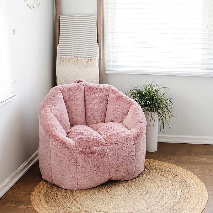 Big Joe Milano Bean Bag Chair for Kids, Teens, Adults, Ultra-Soft Mauve Plushie Polyester Blend, Lightweight Seat for Reading Nook and Gaming, 2.5 Foot Refillable