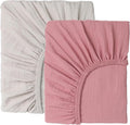 Muslin Baby Crib Sheets Fitted -Crib Sheets Neutral Turkish Cotton, Ultra Soft & Breathable -Organic Cotton Crib Sheets for Boys &Girls, GOTS &Oeko-TEX® Certified (52x28, Cotton Latte &Neutral Rose)