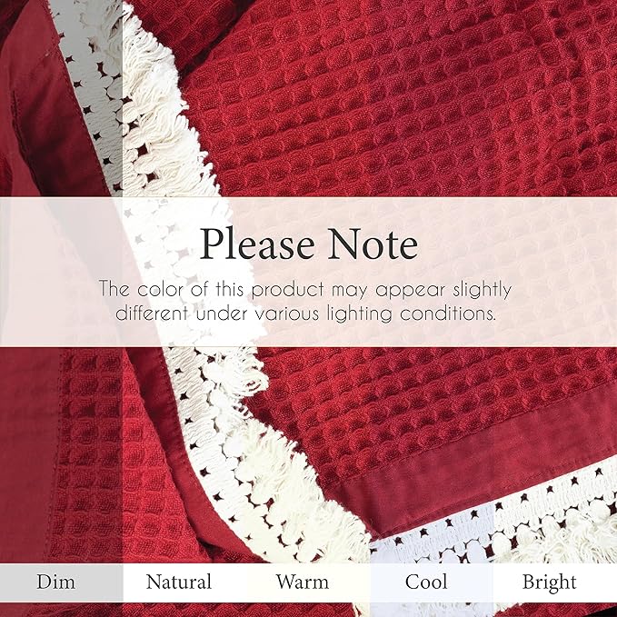Salt Earth GOTS Certified 100% Organic Cotton Throw Blanket, 55"x60" Waffle Blankets & Throws for Bed, Throw Blanket for Couch, Cozy Christmas Blankets and Throws for Christmas Gifts (Red Dahlia)