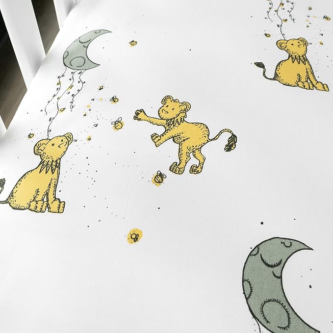 JumpOff Jo - 2 Pack Fitted Crib Sheet, Super Soft Breathable 100% Cotton Baby Crib Sheet for Standard Crib Mattresses and Toddler Beds, 28 in. x 52 in. - Lions & Stars