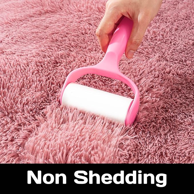 Round Fluffy Rug 8FT Blush - Super Soft Circle for Kids Room - Shaggy Circular for Nursery - Fuzzy Plush for Teens - Furry Carpet for Boys Girls Room