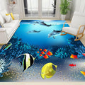 Sea Dolphin Indoor Area Mat, 6x8ft, Ocean Beach Coral Fish Bathroom Rug, Blue Ocean Theme Reduce Noise Home Decor Mat, Nursery Decor Washable Nonskid Carpet for Office Floor Sofa