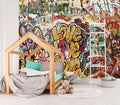 XMPMBM-Graffiti Art backsplash Large Decorative Wallpaper Colorful Alphabet Bedroom Bathroom Wall Mural- W 88" X H 59"（36 Square Foot）