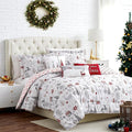 Southshore Fine Living, Inc. 5-Piece Oversized Christmas Comforter Set Twin XL, Reversible Twin Christmas Bedding, Holiday Bedding, 1 Sham, 2 Throw Pillows, 1 Throw Pillow Cover - Holly Jolly