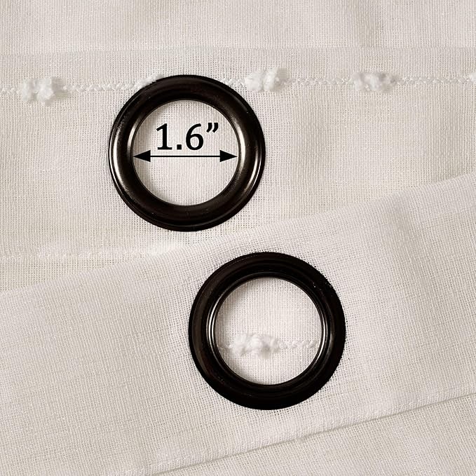 Lush Decor Farmhouse Textured Grommet Sheer Window Curtain Panel Pair, 38"W x 108"L, White