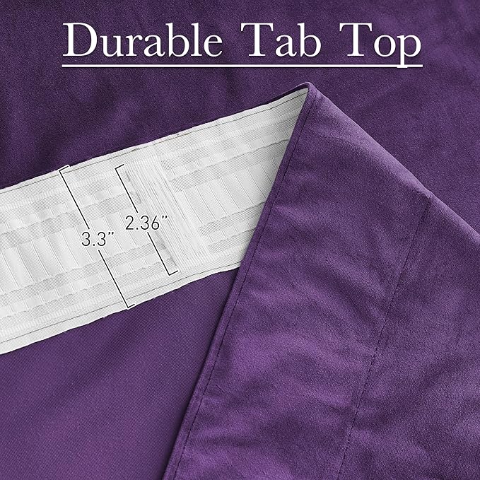 StangH Purple Velvet Curtains 52x84 inches, Room Darkening Super Soft Drapes for Bedroom Living Room, Thermal Insulated Window Treatment, 2 Panels