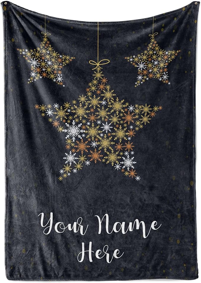 Plush Christmas Star Blanket Cozy Fall Throw Blanket Custom Winter Blankets Christmas Throws Santa Sofa Bed Throw Customized Soft Christmas (Fleece 60x80)