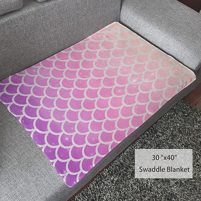 Thuswarm Vivid Shiny Scale Flannel Blanket for Autumn Winter Gifts Warm Cozy Soft Funny Print Throw for Bed Couch Sofa 50”×40” Small for Kid