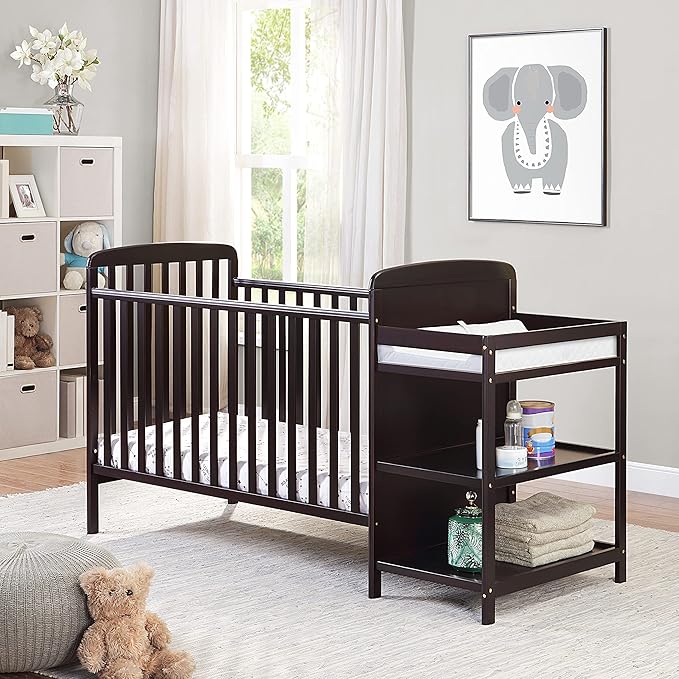 Suite Bebe Ramsey 3 in 1 Convertible Baby Crib and Changer in an Espresso Finish