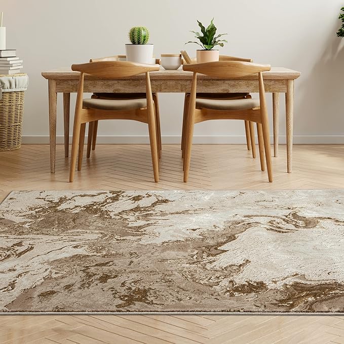 LUXE WEAVERS Marble Swirl Abstract Area Rug, Beige 2x3