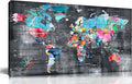 ZHAOSHOP Teal Bedroom Wall-Art - World Map Wall Decor - World Maps For Wall Ready To Hang Size 40" x 20"