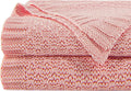 NTBAY Cable Knit Cooling Bed Blanket, Soft and Breathable Oversized Twin Bed Blanket 60x80 Inches Made from Rayon Derived from Bamboo for Bedroom, Travel, Pink