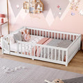 Bellemave Full Size Floor Bed with Rails for Kids, Girls, Boys, Pine,Plywood Floor Bed with slats and Door, White