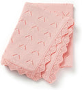 Baby Blanket 100% Cotton Knit Swaddle Soft Newborn Receiving Blanket Cozy for Boy/Girl Crib,Stroller Pink 40x30in