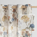 MYSKY HOME Living Room Linen Curtains 90 inch Floral Pattern Light Filtering Privacy Protect Drapes for Window Decoration Rustic Vintage Style for Family Room, 52" Wide, Yellow, 2 Pcs