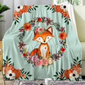 Fox Blanket Flower Fox Print Throw Blanket Ultra Soft Flannel Blankets Gifts for Kids Adults 50"x40"