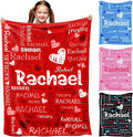 Custom Name Blanket for Girls Boys, Personalized Baby Blanket with Name, Red Hearts Pattern Blankets for Infant Toddler Birthday Christmas, Ultra-Soft & Cozy Blankets for Daughter Son Nephew Niece