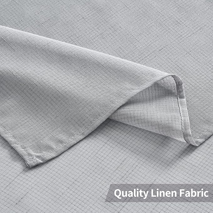 MIULEE 2 Panel Natural Linen Semi Sheer Window Curtains - Elegant Solid Light Grey Drapes with Grommet Top - Voile Panels for Bedroom & Living Room (52X90 Inch)