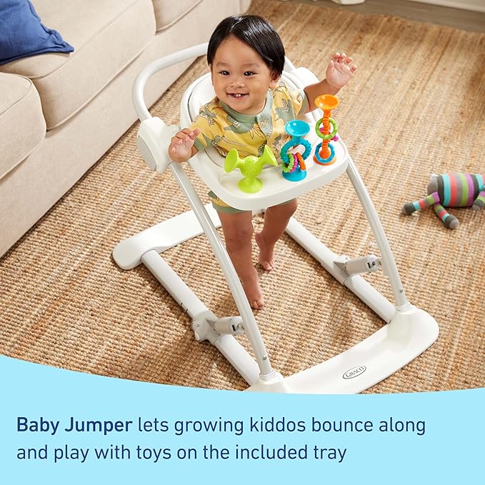 Graco Jumpstart 4-in-1 Adjustable Infant Activity Bouncer & Jumper, Versatile Baby Swing, Floor Seat, and Kids Chair with Snack Tray, Lilac Mod