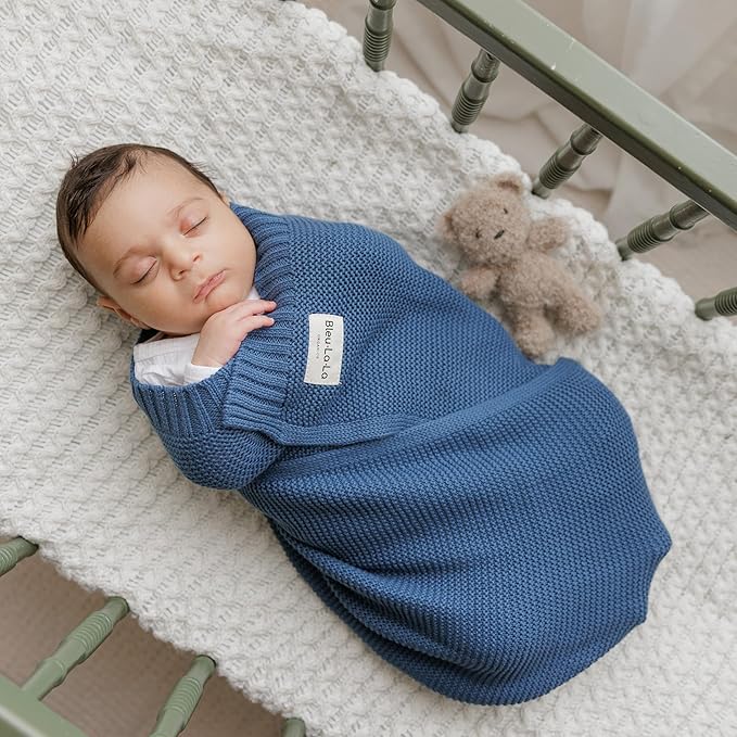 Heritage Knit Organic Cotton Baby Swaddle Blanket - 100% Luxury Organic Cotton Knit Receiving Blanket - Soft Warm Unisex Blankets for Newborns Infants Boys & Girls (0-2Yrs - Milk Chocolate)